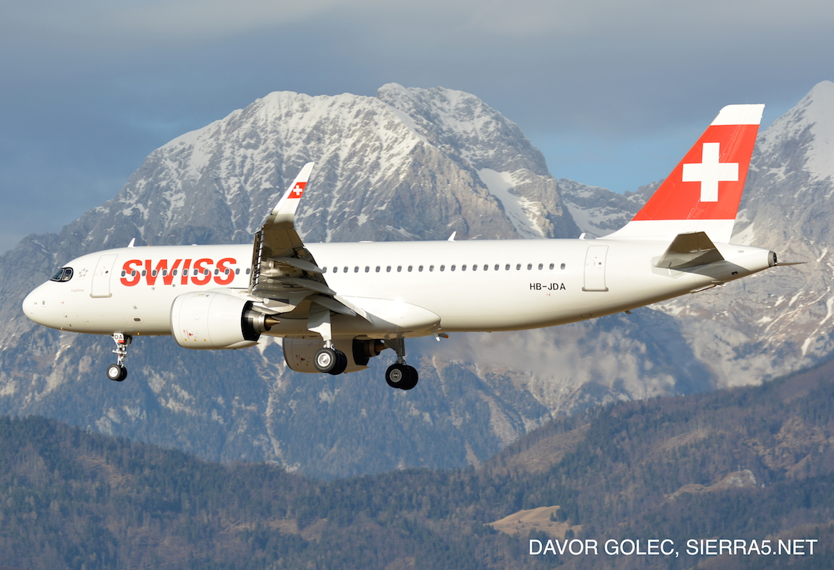 Tudi Swissovega Airbusa A320neo smo že lahko občudovali v začetku leta na Brniku