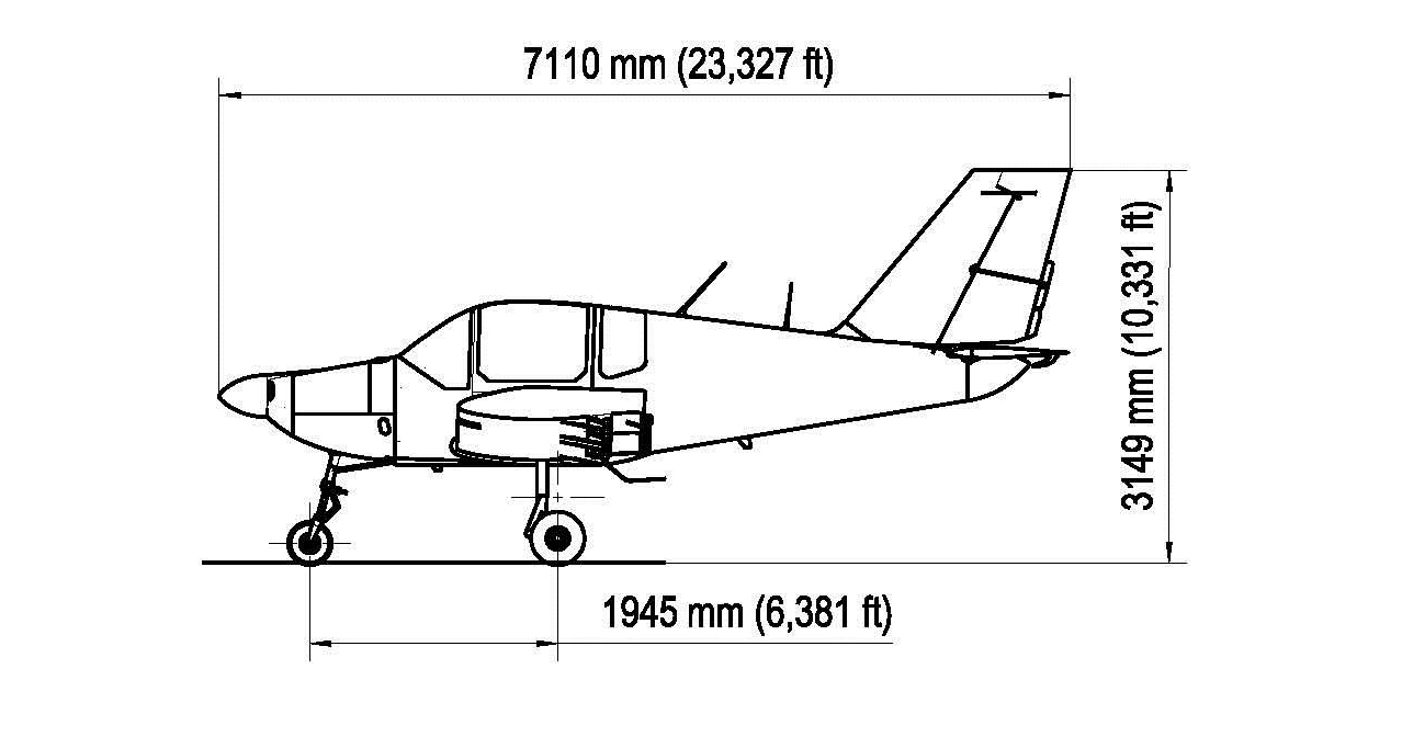 Dimenzije letala Utva 75 sova